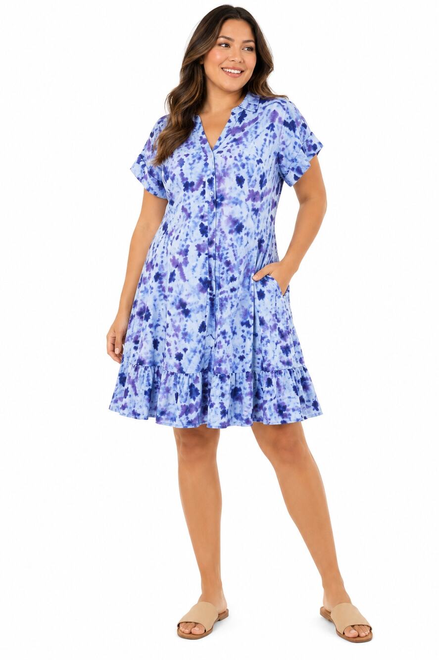 Isaac Mizrahi Live! Tall Printed Pebble Knit Dress Blue Women’s Large Tall NWT